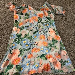 Alice + Olivia Floral Dress with Orange and Blue Accents